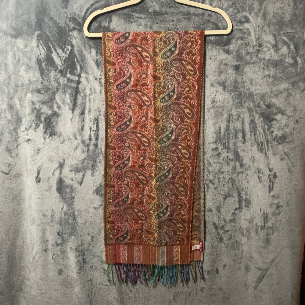 Merona Women's Paisley Shawl Scarf Wrap Fringed Acrylic Multi-Color Warm So Soft